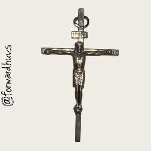 Vintage Metal Crucifix Pendant – INRI Inscription – Religious Jewelry